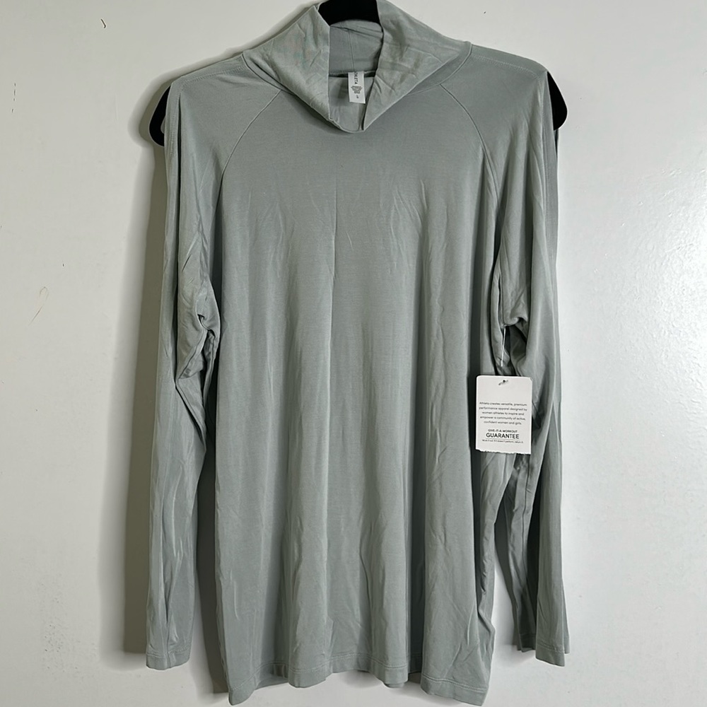 Athleta sage green high neck top size large new